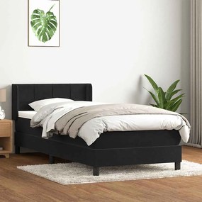 vidaXL Cama com molas/colchão 90x220 cm veludo preto