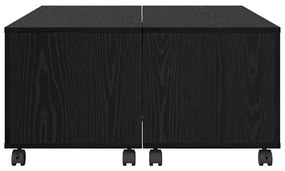 Mesa de centro com roda com armazenamento Carvalho preto 75 x 75 x 38