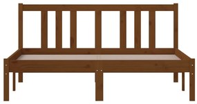 Estrutura de cama casal 135x190 cm madeira maciça castanho-mel