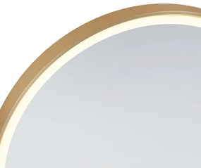 Espelho de banheiro redondo dourado 50 cm incl. LED com dimmer de toque - Miral Moderno