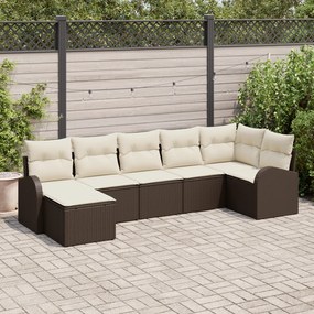 Conjunto de Sofás para Jardim vidaXL 7 Peças com Almofadas Castanho Ra