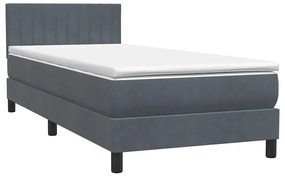 Cama com molas/colchão cinza-escuro 90x210 cm veludo