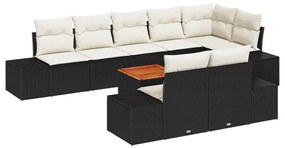 Conjunto de Sofá Jardim 9 pcs Preto, branco 55 x 55 x 37 cm