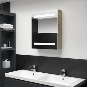 326485 vidaXL Armário espelhado casa de banho LED 50x14x60 cm branco/carvalho
