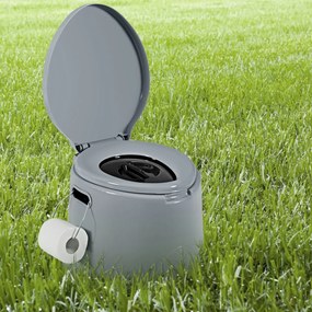 Sanita portátil para campismo 5 L,  com tampa e cubo interno removível, WC portátil para viagens ao ar livre, 41 x 49 x 34 cm Cinzenta