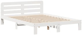 Cama sem colchão 120x190 cm madeira de pinho maciça branco