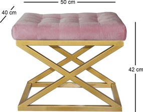 Pouffe Capraz – Dourado e Rosa – 50x42x40 cm