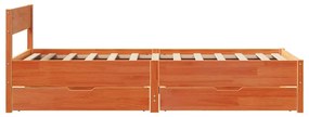 Cama sem colchão 90x200 cm pinho maciço castanho-mel