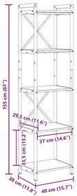 Estante Sonoma cinzento 40 x 30 x 153 cm Madeira processada