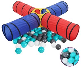 vidaXL Túnel de brincar infantil c/ 250 bolas multicor
