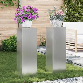 vidaXL Suportes de Plantas para Exterior Pilar 2 pcs 24x24x75 cm Aço Galvanizado