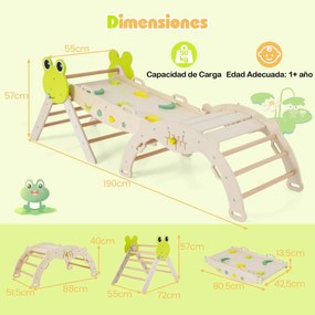 Conjunto triangular 7 em 1 de escalada para crianças pequenas com rampa, escada e arco Conjunto Montessori em madeira Natural