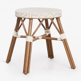 Banqueta Baixa 45 Cm Em Alumínio E Rattan Sintético Brielle Bistro Nude Beige - Gardénia Branco - Sklum