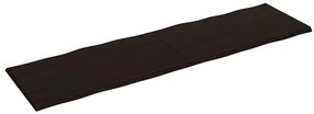 Tampo de mesa com bordas vivas maciço tratado castanho-escuro