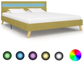 vidaXL Estrutura de cama com LED 140x200 cm tecido verde