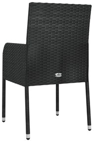 Cadeiras de jardim com almofadões 4 pcs vime PE preto