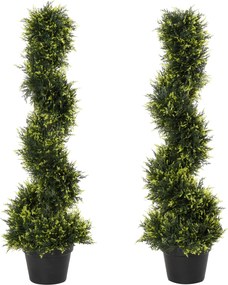 Outsunny Planta espiral artificial, cedro espiral com vaso, 90 cm, cedro artificial para decoração exterior e interior, verde | Aosom Portugal