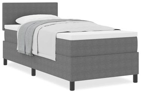 Cama Box Spring com Colchão Cinza Claro 80x200 cm Tecido de Corduroy