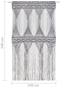 Cortina em macramé 140x240 cm algodão antracite