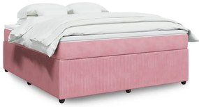 vidaXL Cama com molas/colchão 180x200 cm veludo rosa