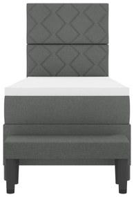 Cama Box Spring com Colchão e Banco Cinza Escuro 80x200 cm Tecido