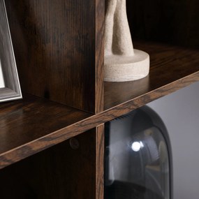 HOMCOM Estante Estilo Industrial de 4 Níveis Estante de Madeira com 7 Compartimentos para Sala de Estar Escritório Estúdio Anti-Tombo 74x30x155cm Marrom Rústico