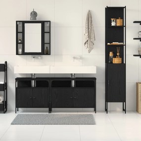 Conjunto de Móveis para Banheiro de 4 Peças Carvalho Preto Madeira Eng