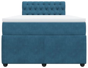 Cama boxspring com colchão 120x200 cm veludo azul