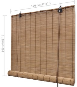 Estore de enrolar 120 x 160 cm bambu castanho