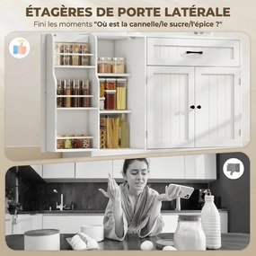 Armário de cozinha 110 x 40 x 80 cm, móvel de arrumação com gaveta, 3 portas com fecho suave, suportes para copos e prateleiras ajustáveis, branco