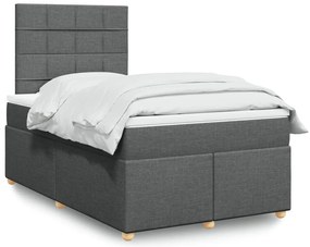 Cama boxspring com colchão 120x190 cm tecido cinzento-escuro