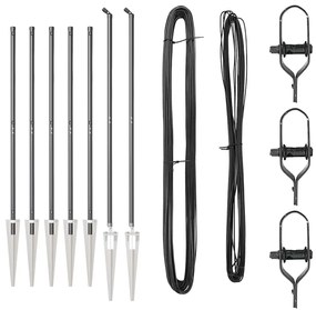 Conjunto de Postes de Cerca Manual 7 pcs Cinzeto Ø32mm 160 cm
