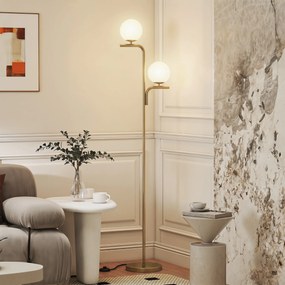 Candeeiro de pé para sala com duas cabeças, candeeiro de pé com 3 temperaturas de luz, abajur de vidro, dourado