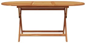 Mesa de Jardim Dobrável Manual 5 pcs Bege