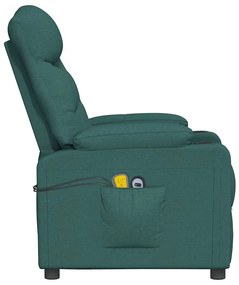 Poltrona elevatória de massagens tecido verde-escuro