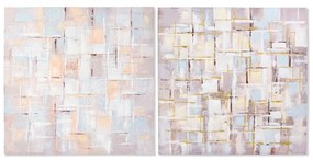 Pintura Dkd Home Decor Squares Tela Abstrato (2 Pcs) (100 X 3 X 100 cm)