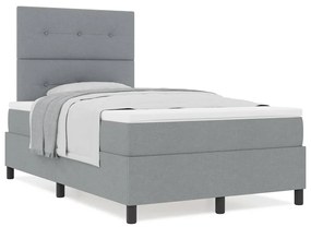 Cama Box Spring com Colchão Cinza Claro 120x200 cm Tecido