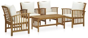 5 pcs conjunto lounge de jardim com almofadões acácia maciça