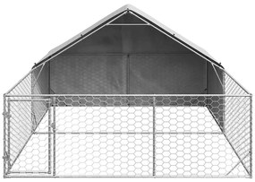 Canil exterior para cães com corredor 4x3x1,9 m aço galvanizado
