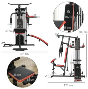 Máquina Multi Estação Ajustável com Placas de Peso de 45 kg - HomeGym