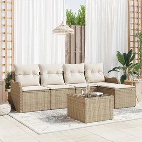 Conjunto de Sofá de Jardim vidaXL com Almofadas em Vime Poliéster Marr