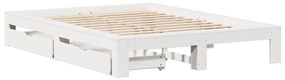 Cama sem colchão 140x190 cm madeira de pinho maciça branco