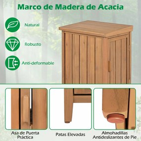 Caixa de Entrega de Encomendas de Madeira, 56,5 x 45 x 86 cm, Tampa Rebatível, Natural
