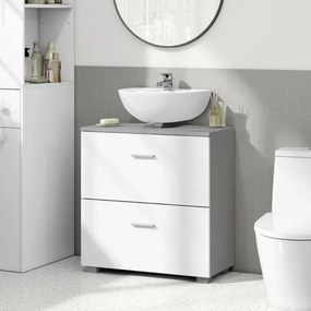 Móvel casa de banho de lavatório (NÃO INCLUIDO) 30 x 60 x 63,8 cm com 2 gavetas grandes Coleção CUSTOS Cinza e branco