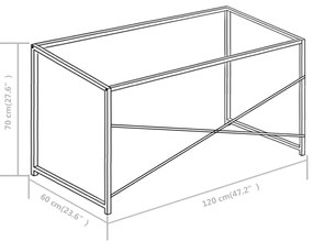 Secretária de computador 120x60x70 cm branco e carvalho