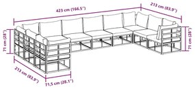 Conjunto de Sofá de Jardim 10 pcs Preto 423 x 213 x 71 cm
