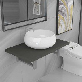 vidaXL Conjunto de móveis de casa banho 2 peças cerâmica cinzento