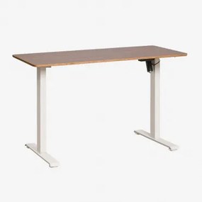 Escrivaninha Elevatória Elétrica Retangular Com Função De Memória Em Madeira E Ferro Serpi Castanho Nogal Oscuro & ↔︎ 120 Cm & Branco - Sklum