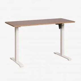 Escrivaninha Elevatória Elétrica Retangular Com Função De Memória Em Madeira E Ferro Serpi Castanho Nogal Oscuro & ↔︎ 120 - Sklum