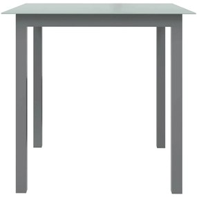 Mesa de jardim em alumínio e vidro 80x80x74 cm cinzento-claro